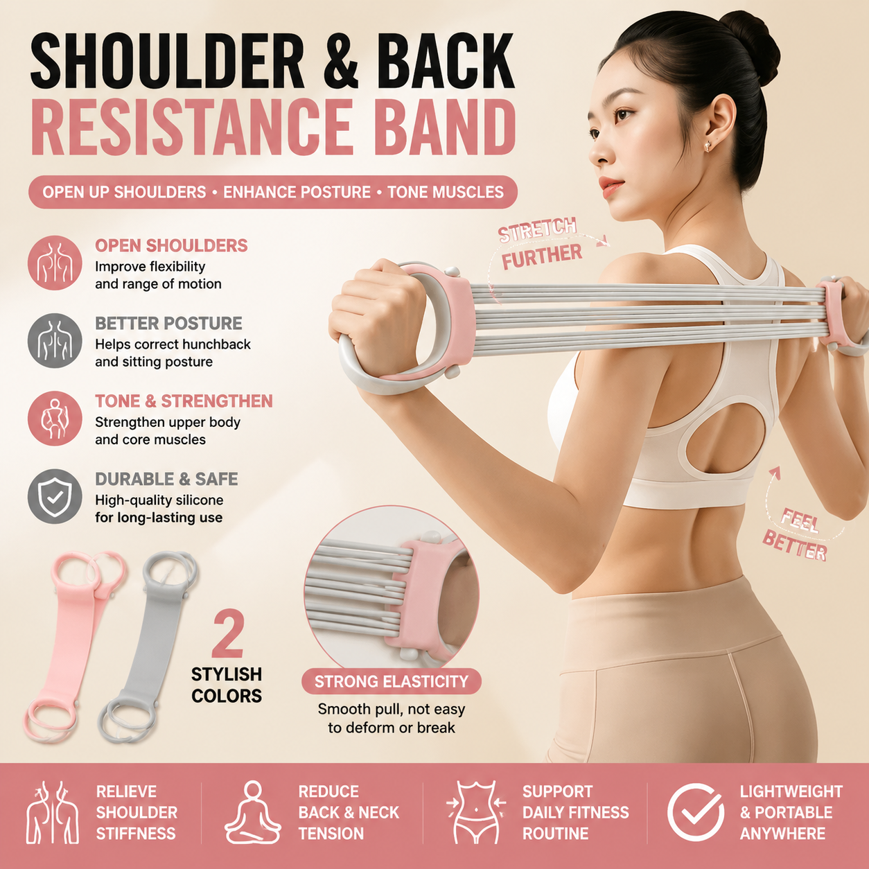Sports Equipment Supplies - Yoga Elastic Band, Tension Rope, Adjustable