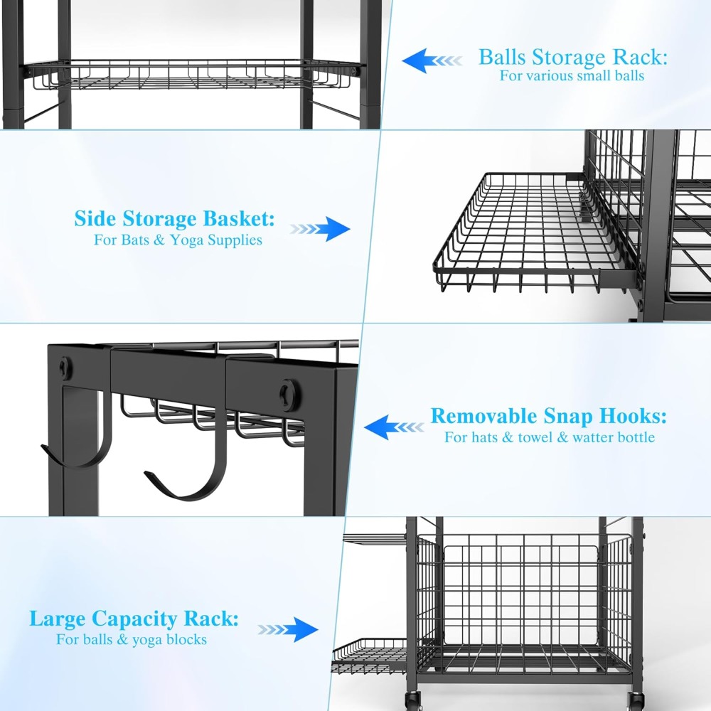 3-Tier Garage Ball Storage Rac - Sports Equipment Garage Organizer reseña y precio