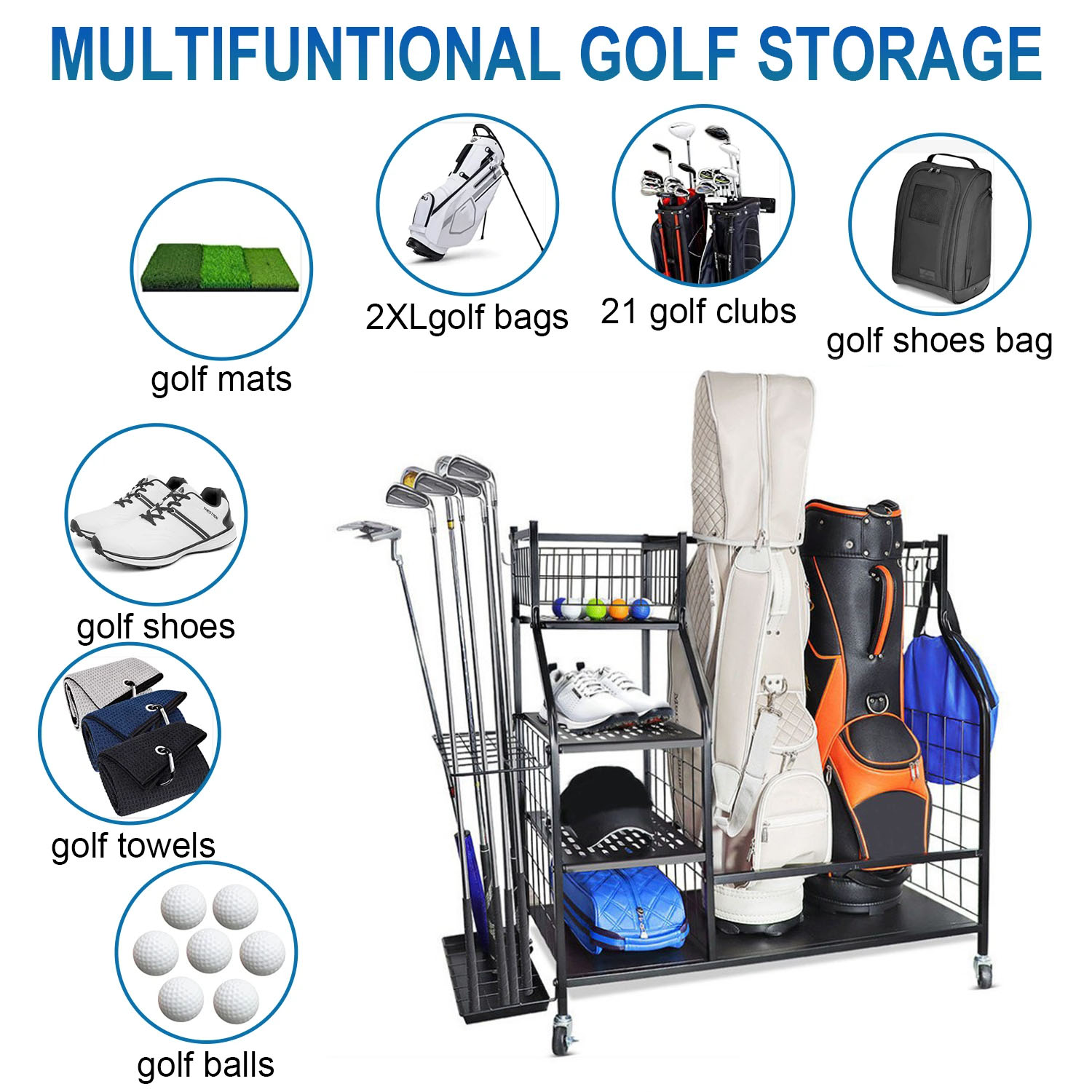 Golf Bag Storage Garage Organi - Sports Equipment Garage Organizer reseña y precio