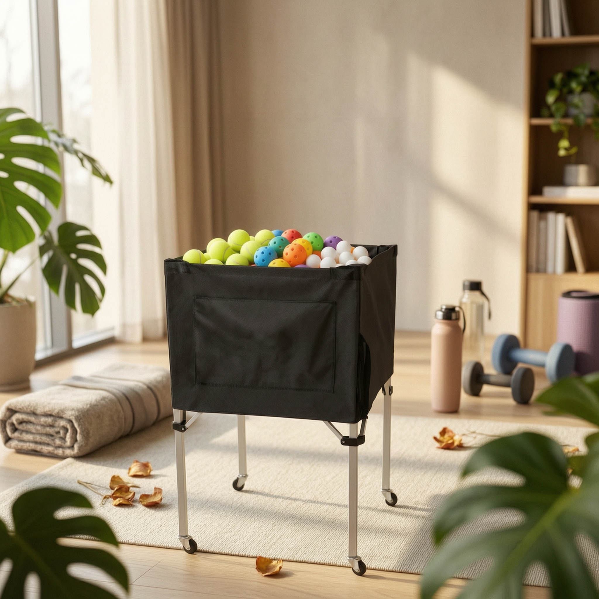 Ball Storage Cart Wheeled Fold - Sports Equipment Cart reseña y precio