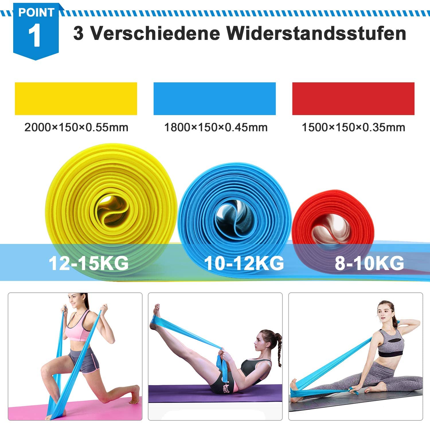 Elastic Fitness Bands 3Pcs Res - Sports Equipment Supplies reseña y precio
