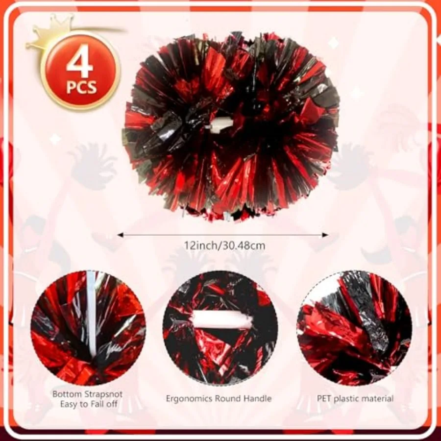 4 Pcs Metallic Cheerleading Po - Cheerleading Pom Pom reseña y precio