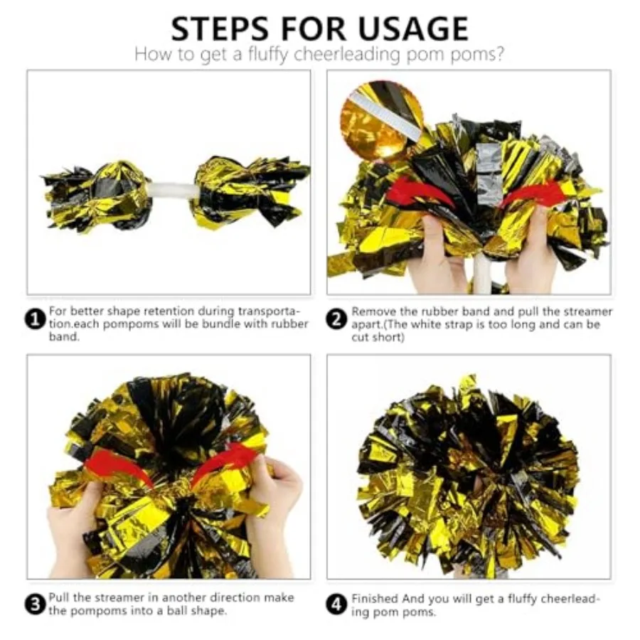 4 Pcs Metallic Cheerleading Po - Cheerleading Pom Pom reseña y precio