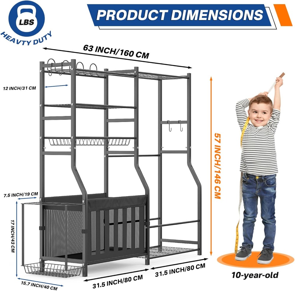 Heavy Duty Garage Sports Equip - Sports Equipment Garage Organizer reseña y precio