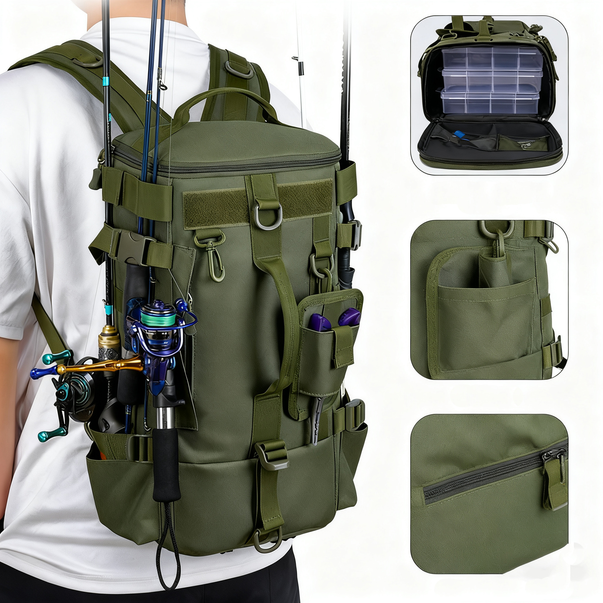 Multifunctional Fishing Backpa - Sports Equipment Outdoor Storage reseña y precio