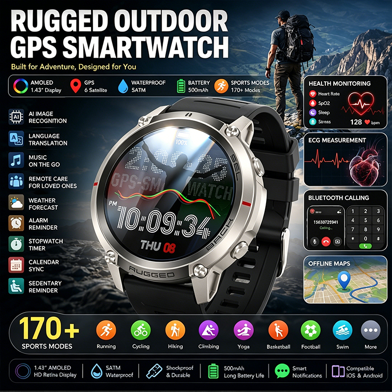 GPS Outdoor Sports Watch1.43 A - Sports Equipment In Spanish reseña y precio