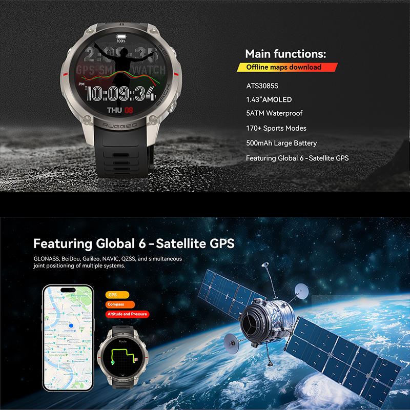 GPS Outdoor Sports Watch1.43 A - Sports Equipment In Spanish reseña y precio
