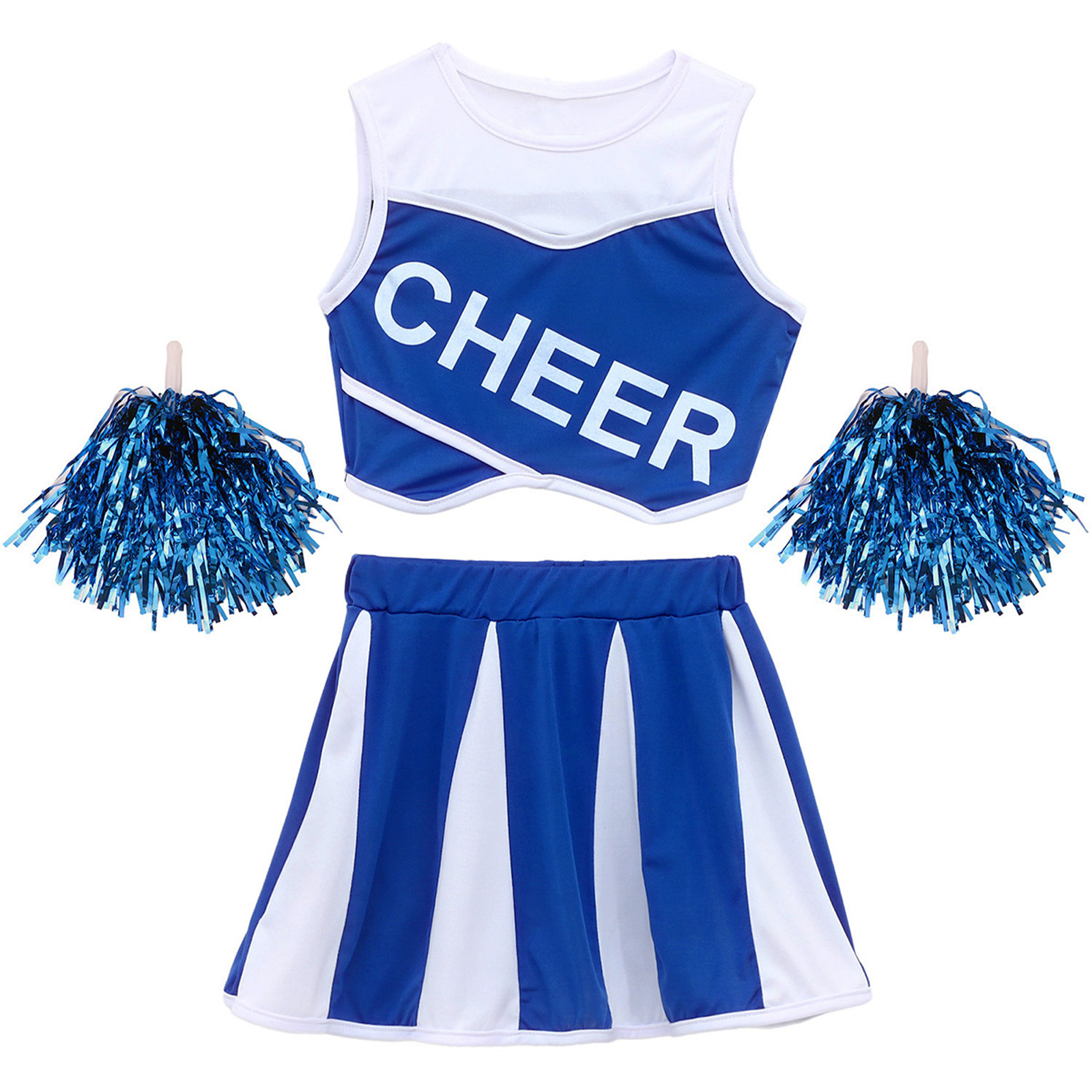 Kids Girls Cheer Squad Outfit  - Cheerleading Pom Pom reseña y precio