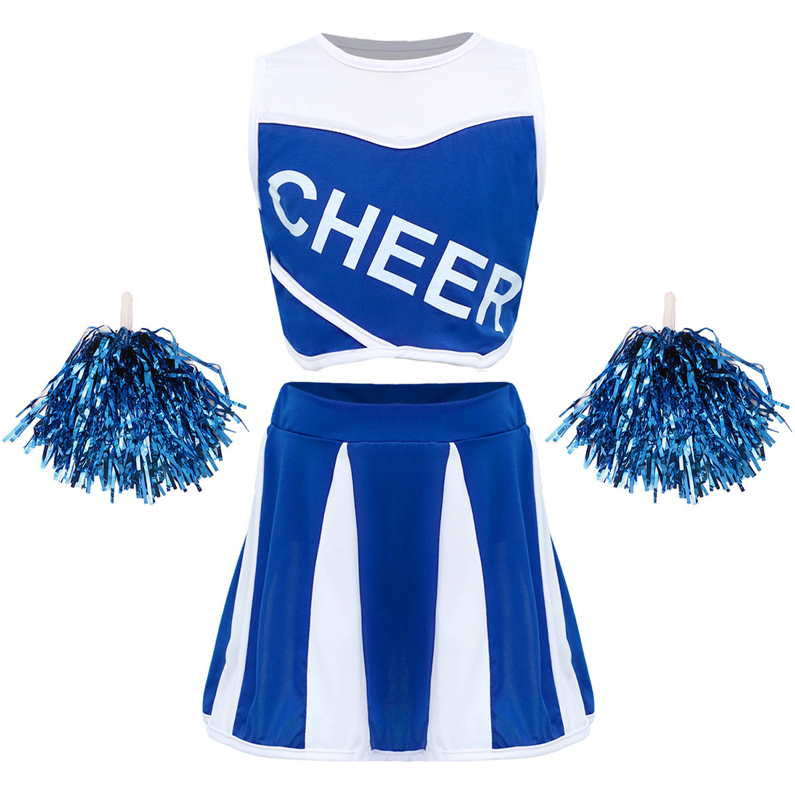 Kids Girls Cheer Squad Outfit  - Cheerleading Pom Pom reseña y precio