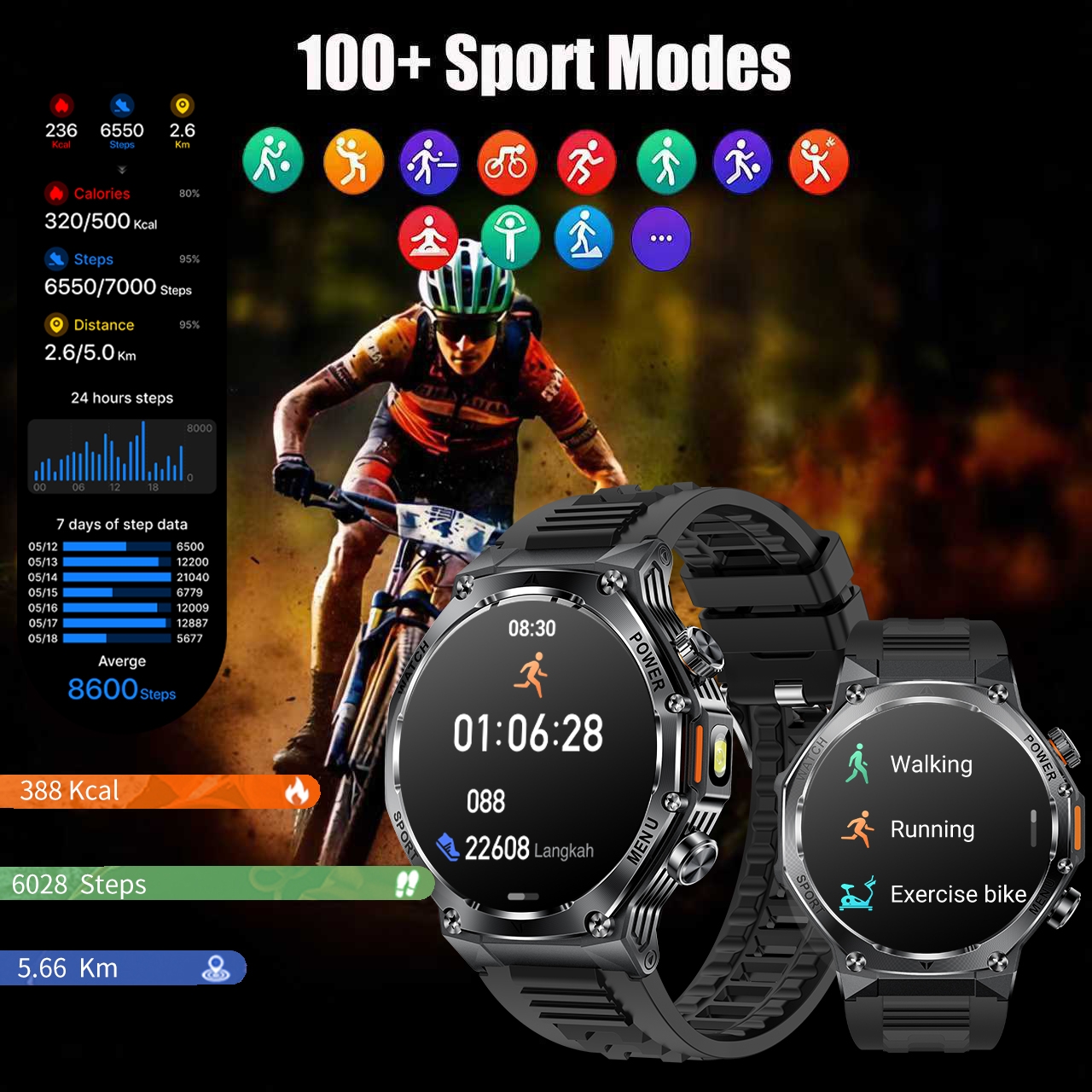Tactical Style Smart Watch LED - Sports Equipment In Spanish reseña y precio