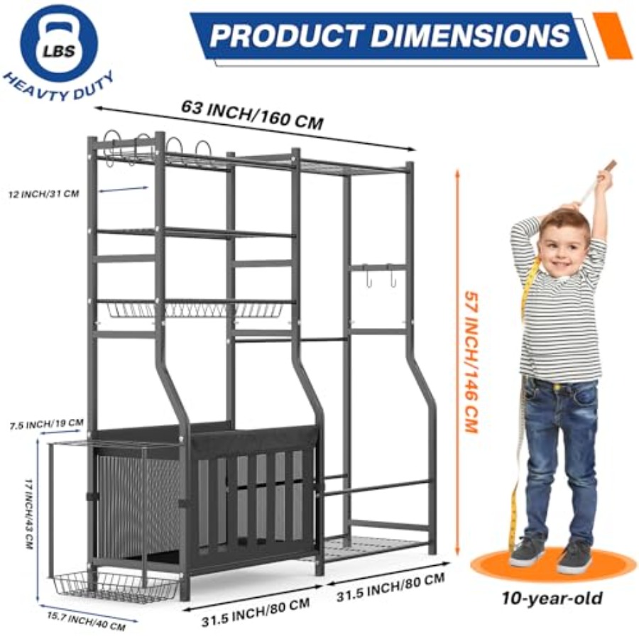 Heavy Duty Garage Sports Equip - Sports Equipment Garage Organizer reseña y precio